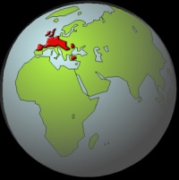 Areas shown in red are the original homelands of the Celtic tribes.