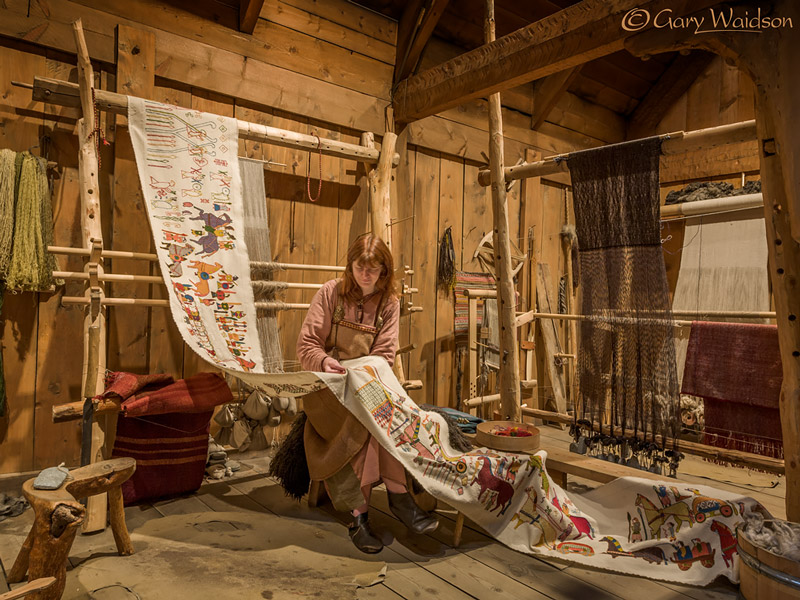 Debbie working of hanging at Lofotr.  Image copyrighted © Gary Waidson. All rights reserved.