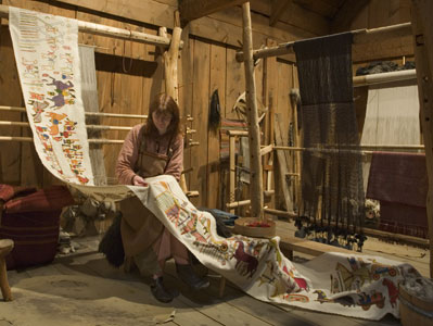 Viking embroidery based upon the Osberg tapestry
