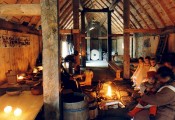 Inside a Viking Longhouse at Karmoy in Norway. 