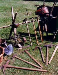 A selection of the tools a Roman soldier carried in addition to his battle equipment. The Roman Legions were builders as well as warriors.