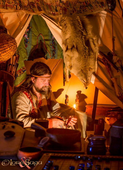 Viking Working by lamplight. Image copyrighted © Gary Waidson. All rights reserved. 