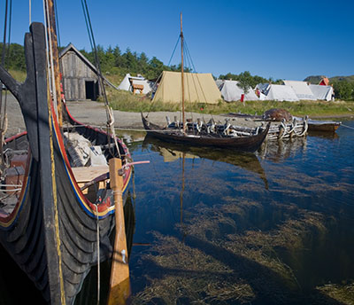Viking boats at rest in the harbour