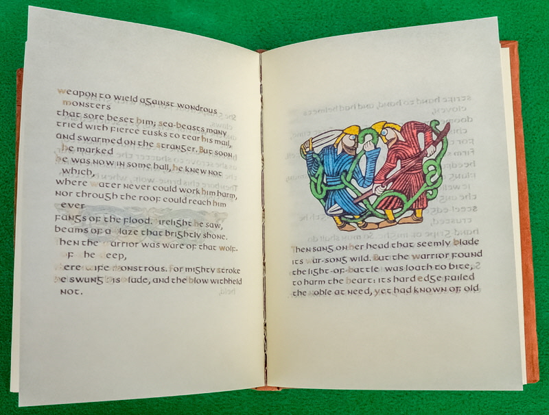 Hand finished copy of Beowulf by Alex Summers of Red Swan Books.  - Image copyrighted  Gary Waidson. All rights reserved.