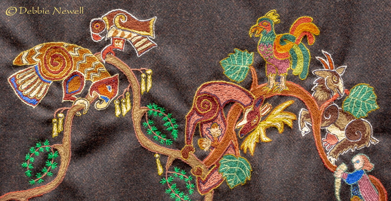 Norse Cloak of Myth. A closer look at some of the detail.  Image and design copyrighted  Gary Waidson/Debbie Newell. All rights reserved.